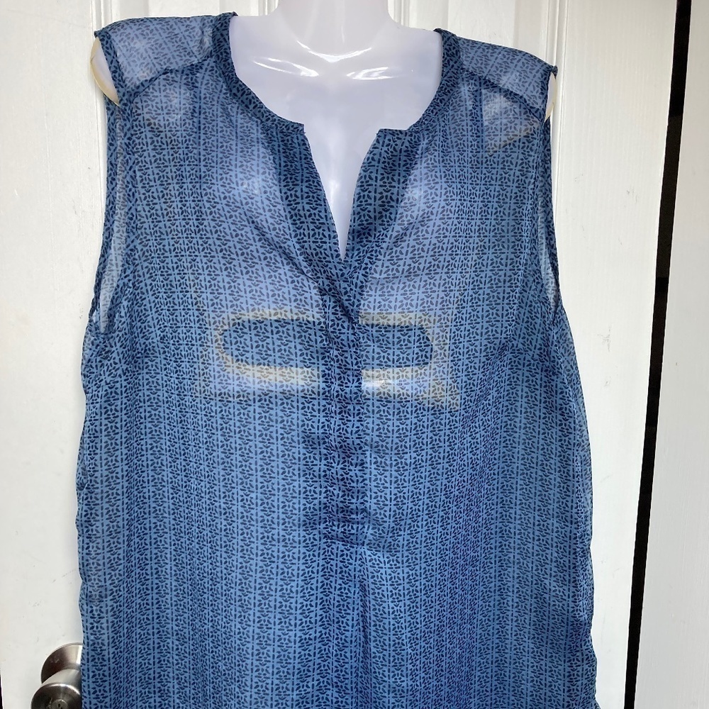 ❤️ 2 for $10 ❤️ Sears Sheer button down sleeveless top size Large (12-14)
